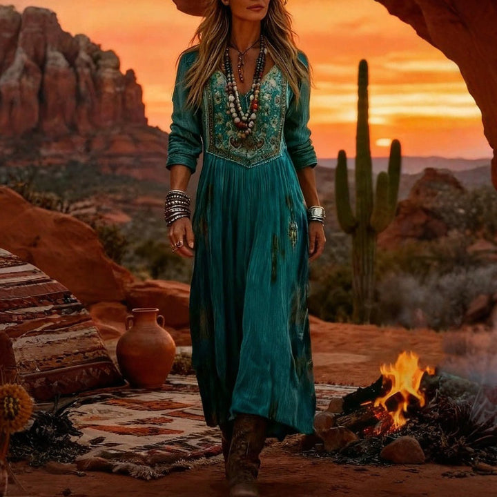 【Manches Longues】Robe Vintage À Imprimé Floral